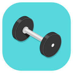 Obraz na płótnie Canvas Vector illustration of an isometric strength training fitness dumbbell. Isometric Gym Dumbbell icon illustration - strength and fitness concept.