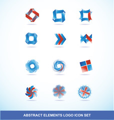 Corporate business blue red logo elements set