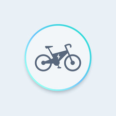 Electric bike round icon, modern ecologic transport, vector illustration