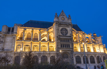 Fototapeta na wymiar The church of Saint Eustace in evening, Paris, France.