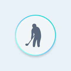 golf icon, golf player, golfer round icon, vector illustration