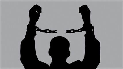 a prisoner in chains