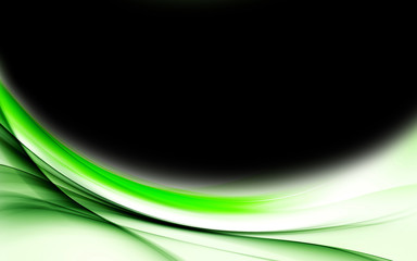 Abstract Green Wave Black Background Design