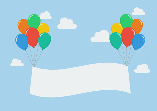 Colorful balloons with banner