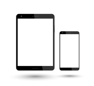 tablet and smartphone vector mockup over white, vector illustration