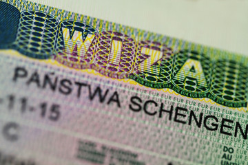 Schengen visa close up
