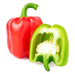 bell peppers with half isolated on white