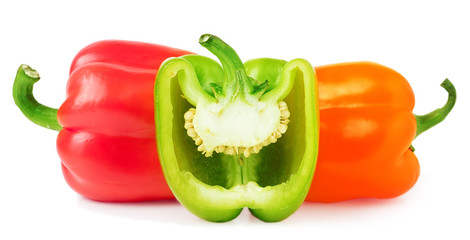 bell peppers with half isolated on white