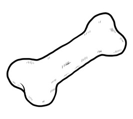 bone / cartoon vector and illustration, black and white, hand drawn, sketch style, isolated on white background.