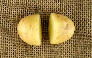 Perfectly cut in half potato pieces