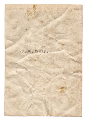 Vintage old paper texture with date isolated