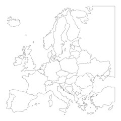 Blank outline map of Europe