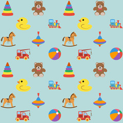 Baby seamless pattern with colored icons, for boy
