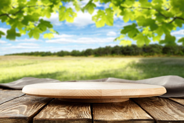 wooden desk and spring time 