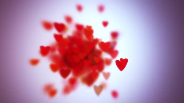 Slow motion the hearts with depth of field, Valentine’s Day background. 4K