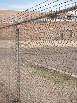 Prison wall and prison building