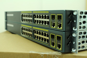Modem router network hub with cable connecting