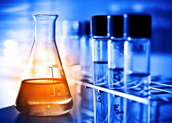 Laboratory glassware, science concept 