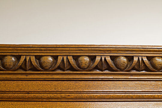 Beautiful antique solid oak panelling with egg and dart cornice
