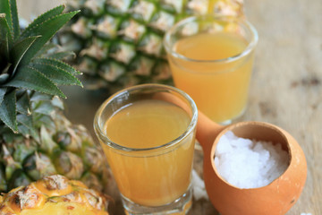 fresh pineapple with juice