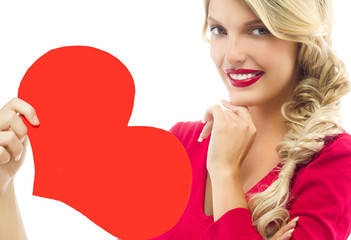 woman beauty red heart valentine's love