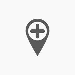 hospital pin icon, medical pin icon