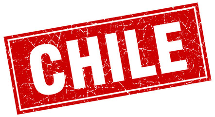 Chile red square grunge vintage isolated stamp