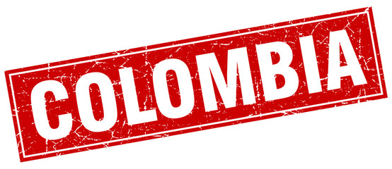 Colombia red square grunge vintage isolated stamp