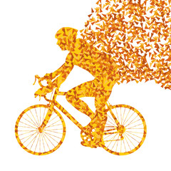 Fototapeta premium Cyclists rider winner vector background concept made of fragment