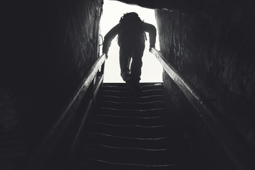 Man getting out from a mine
