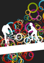 Children extreme cyclist young and active people sport silhouett