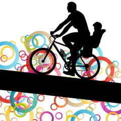 Fototapeta premium Cyclist in action vector abstract background illustration colorf