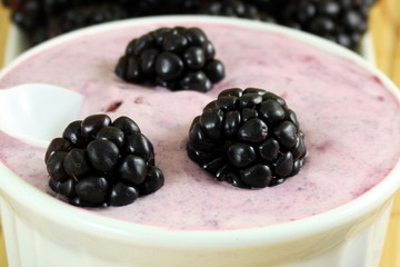 homemade Blackberry smoothie with blackberry fruit in the jar