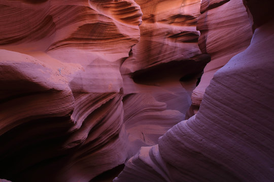 Antelope Canyon as seen in the early afternoon, resulting in deep purple colors, Page, Arizona, USA