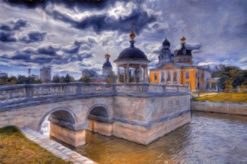 Fototapeta na wymiar Ancient orthodox church in Moscow