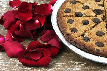soft chocolate chip cookies with Rose petals