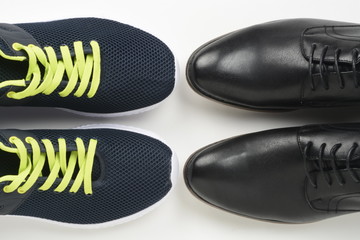 Zapatillas o playeras deportivas y zapatos, detalle