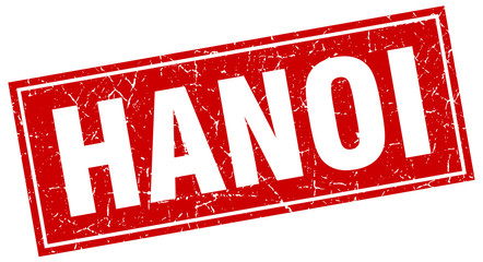 Hanoi red square grunge vintage isolated stamp