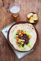 vegetarian Burrito with musvegetarian Burritos with mushrooms, o