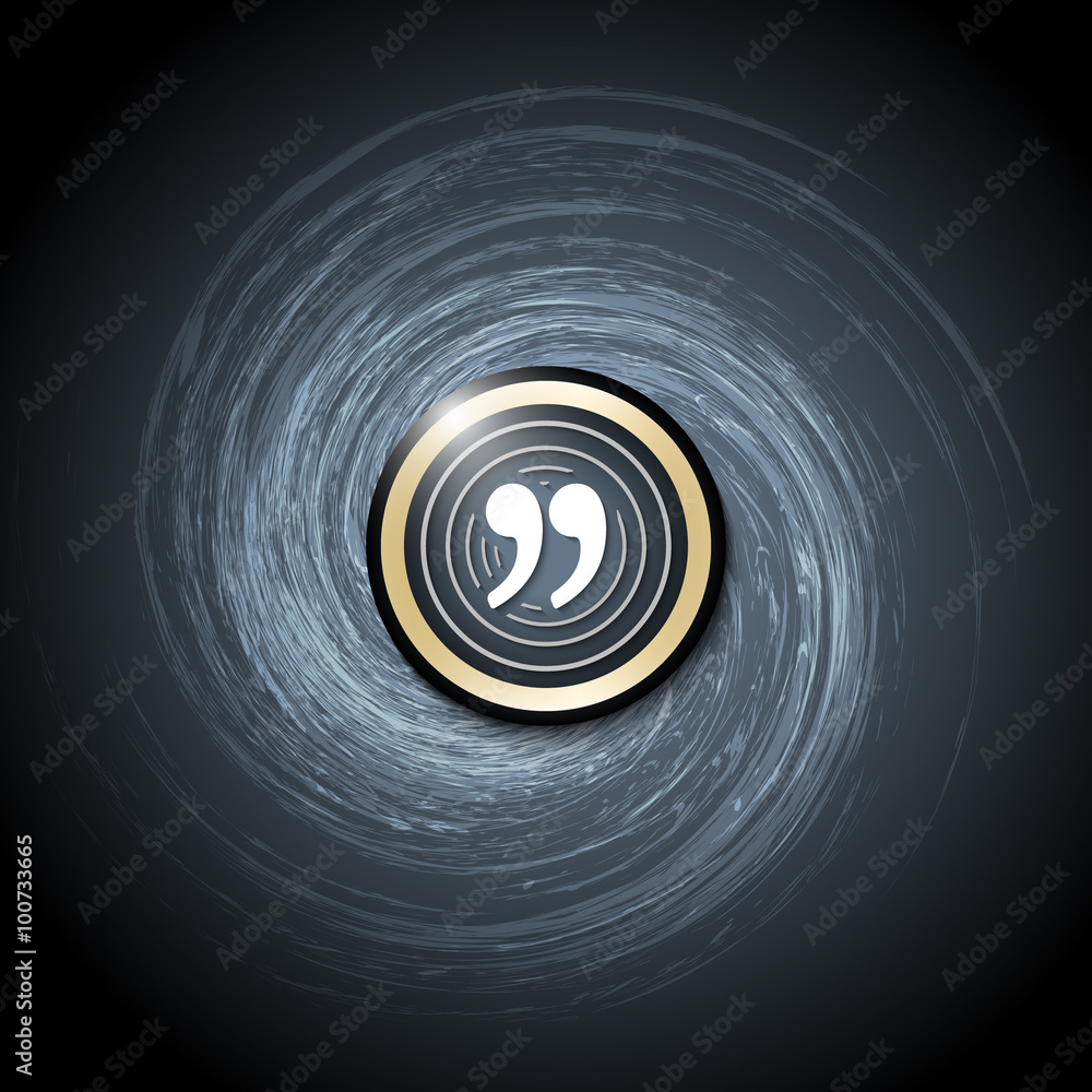 Poster dark background with abstract spirals and quotation mark