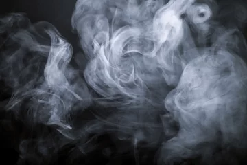 Papier Peint photo Fumée Fumée sur fond noir. Défocalisé. tonique