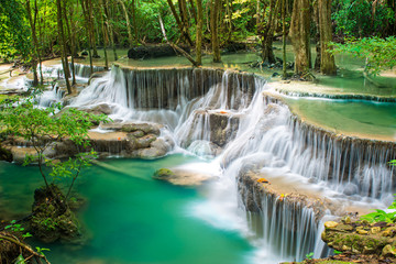 Huay Mae Khamin waterfall in tropical forest,Thailand 
