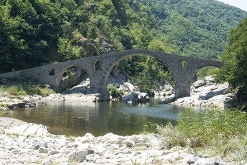 Fototapeta na wymiar Devil's Bridge next to Ardino town, BULGARIA