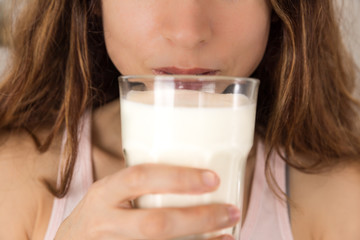 Woman drinking milk