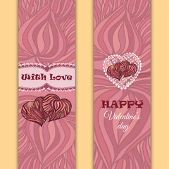 Vector set of banners or cards. Valentine's day theme