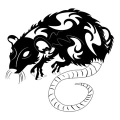 Vector illustration of a rat black and white.