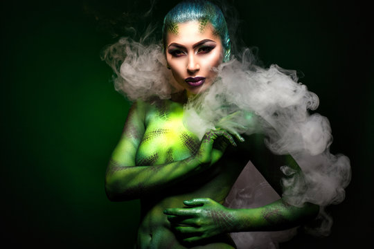 imitation snakeskin woman