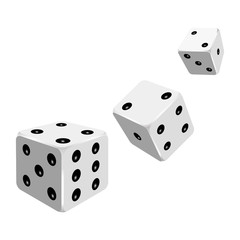 Set of white dices. Vector illustration.