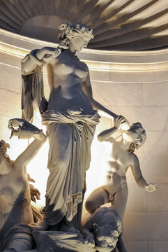 Statue of Tethys, decorating the facade of the Lloyd Palace, located in the main square of Trieste