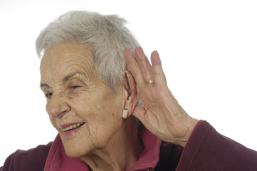 old woman with difficulty hearing